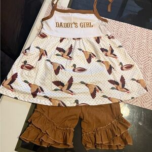 🔥🔥Infant/Toddler  Daddy's Girl Duck Print Dress with Ruffle Shorts- NWOT